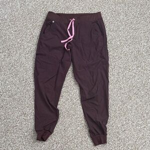 Brown Jogger Pants with Pink Drawstring